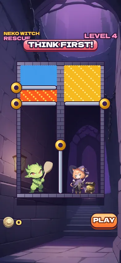 Pull the pin playable: tower rooms with gold, lava and water